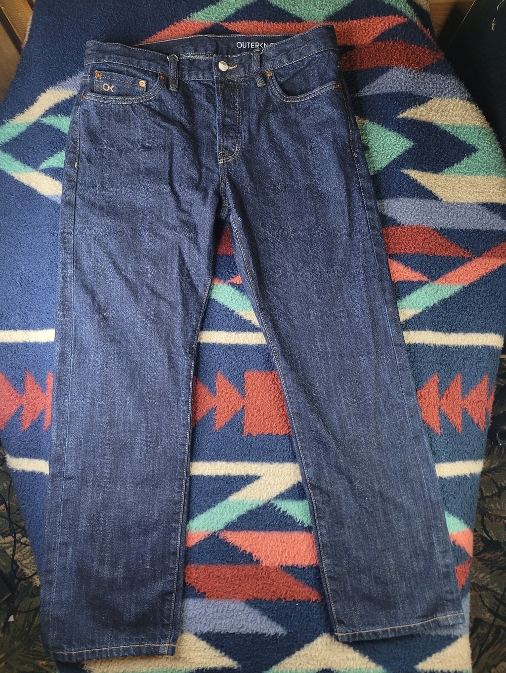 Outerknown Selvedge Jeans Mens 33x28 Blue Dark Wash Local Straight Fit Organic